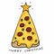 Pizza Christmas tree cartoon vector illustration