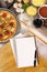 Pizza cooking background, cookbook, ingredients, copy space, vertical