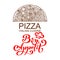 Pizza cut into pieces. Italian food menu design template. Hand drawn pizzeria menu template. Vector illustration. Pizza label for