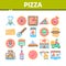 Pizza Delicious Food Collection Icons Set Vector