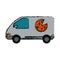 Pizza delivery car van service drawing