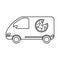 Pizza delivery car van service outline