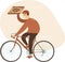 Pizza delivery concept. Courier boy riding bicycle with pizza box. co friendly delivery