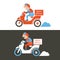 Pizza delivery guy on a scooter. Isolated vector