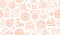 Pizza delivery orange seamless pattern. Vector background included line icons as courier, cheese, hit, motor scooter