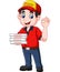 Pizza deliveryman showing ok sign