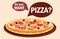 Pizza with Different Flavours Vector Web Banner