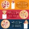 Pizza with different tastes flat horizontal banners