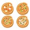 Pizza flat icons isolated vector illustration piece slice pizzeria food menu snack on white background pepperoni