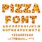 Pizza font. Letters dough. Food Alphabet. Fast food ABC. Italian