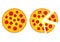 Pizza food flat cartoon design vector, illustration.There are pepperoni, cheese Italian fast food.