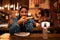 Pizza, food and restaurant where young woman is eating food and enjoying drinks. Hungry female having delicious meal at