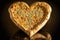 a pizza heart shape with a cheesy, gooey center and a crispy golden crust