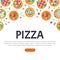 Pizza House Creative Design with Baked Round Dough Vector Template
