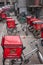 Pizza Hut delivery bicycles parked on courtyard, Beijing.