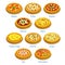 Pizza icons. Italian cuisine menu elements