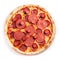 Pizza isolate, medium size, top view. Stock photo of pizza