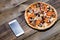 Pizza, Italian food delivery, call or order online on mobile, cellular, smart phone.