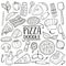 Pizza Italian Food Traditional doodle icon hand draw set