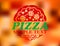 Pizza label on red colorful background