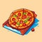 Pizza logo. Pizza sticker illustration. Pizza baner. Pizza delivery.