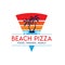 Pizza logo with sunset beach view