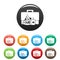 Pizza lunch bag icons set color