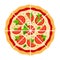 Pizza Margarita cut into pieces flat icon vector isolated