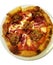 pizza meat circle slice tasty hot pepperoni covered tomatoes with prosciutto and spices on plate