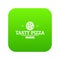 Pizza meat icon green vector