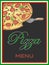 Pizza menu on chalkboard, illustration, vector, italian food.