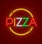 Pizza neon sign with illumination italian food