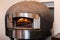 pizza oven stove with burning fire