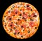 Pizza with peperoni, mushrooms and ham, isolated