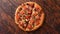 Pizza pepperoni with mozzarella cheese, tomato sauce and salami