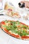 Pizza pomodoro with greens
