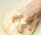 Pizza prepare dough hand topping
