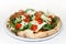 Pizza rocket Rucola you parmesan cherry tomatoes isolades	