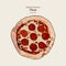 Pizza salame, hand draw sketch vector