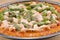 Pizza with salmon and asparagus