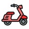 Pizza scooter icon, outline style