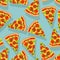 Pizza seamless pattern. Delicious slice of pizza background.
