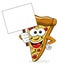 Pizza slice cartoon funny banner copyspace isolated