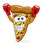 Pizza slice cartoon funny champion gloves boxer boxing isolated