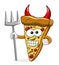 Pizza slice cartoon funny devil trident isolated