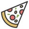 Pizza slice color icon. Italian fast food