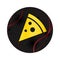 Pizza slice icon elegant black round button