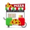 Pizza street food cart. Colorful vector image