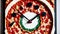 Pizza Time Pizza Themed Wall Clock for National Pepperoni Pizza Day.AI Generated