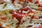 Pizza topping imitation crab dressing ketchup